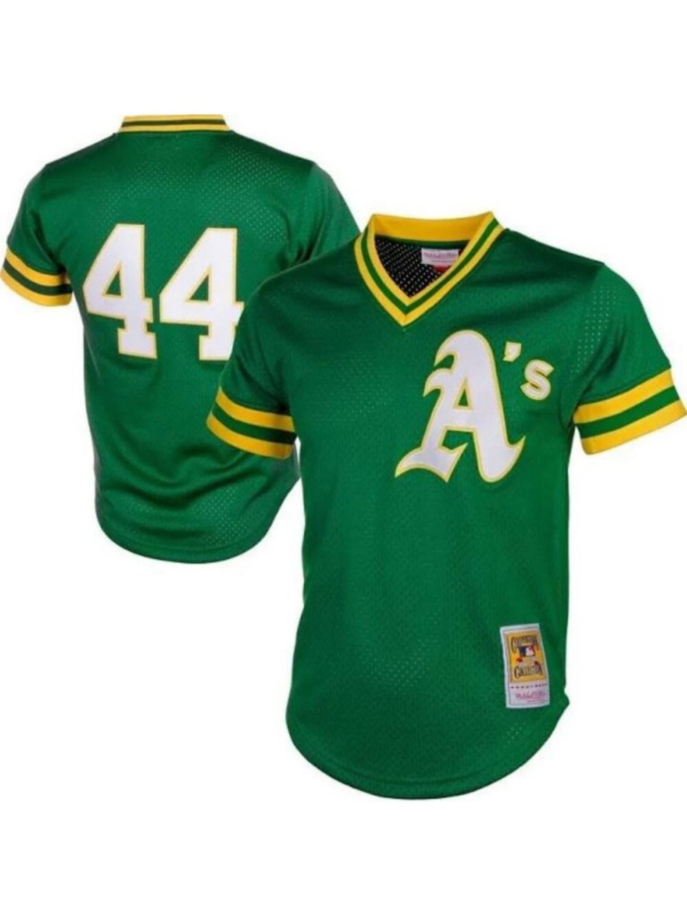 Men's Green MLB Batting Practice Jersey, Reggie Jackson #44, Cooperstown Style